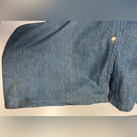 Miss & Mrs Vtg Women’s Blue Medium Denim Flower embroidery decor Dress - Picture 13 of 15